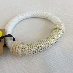 Chunky Bangle Bracelet White Metallic Gold…